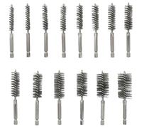 Murtenze 14 Pcs Bore Brush Set, Twisted Drill Wire Cleaning Brushes with 1/4 inch Hex Shank Handle for Power Drill Impact Drivers (8~17/19/20/22/25mm, Stainless Steel)
