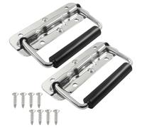 Murtenze 2 Pack 4.9 Inch Spring Loaded Case Handles, 304 Stainless Steel Chest Handle Rubber Grip Cabinet Pulls, Heavy Duty Pulls for Toolbox Chest Case (Silver)
