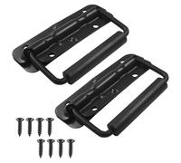 Murtenze 2 Pack 4.9 Inch Spring Loaded Case Handles, 304 Stainless Steel Chest Handle Rubber Grip Cabinet Pulls, Heavy Duty Pulls for Toolbox Chest Case (Black)