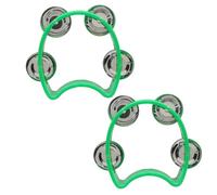 Murtenze 2 Pack Percussion Handheld Tambourines with 4 Jingle Bells, Mini Percussion Rhythm Musical Instrument for School, Party (Green)