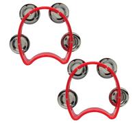 Murtenze 2 Pack Percussion Handheld Tambourines with 4 Jingle Bells, Mini Percussion Rhythm Musical Instrument for School, Party (Red)