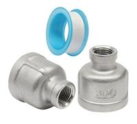 Murtenze 2 Pack Reducing Coupling 3/4" x 1/4" NPT Female Threaded Pipe Fitting, 304 Stainless Steel Adapter Cast Nipple for Water Oil Gas Tubes