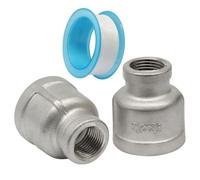 Murtenze 2 Pack Reducing Coupling 3/4" x 3/8" NPT Female Threaded Pipe Fitting, 304 Stainless Steel Adapter Cast Nipple for Water Oil Gas Tubes