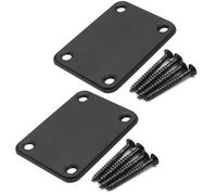 Murtenze 2PCS Guitar Neck Plate with Screws for Electric Guitars, Black Metal Neckplate Strat Tele Style Guitar Cigar Box Guitar Parts Repair Replacement