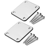 Murtenze 2PCS Guitar Neck Plate with Screws for Electric Guitars, Silver Metal Neckplate Strat Tele Style Guitar Cigar Box Guitar Parts Repair Replacement