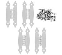 Murtenze 4 Pack 3.5 Inch White Antique H Hinges Cold Rolled Steel Cabinet Hinge Flat Hinges Flush Mount Door Hinges Decorative Hinges for Cabinet Drawer Jewelry Box