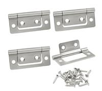 Murtenze 4 Pcs Non-Mortise Door Hinges, Stainless Steel Cabinet Hinges Silver Bifold Butt Hinges with Screws for Door, Windows, Cabinet, Cupboard - 2 x 0.9 Inch