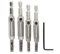 Murtenze 4 PCS Self Centering Drill Bit Set, 5/64", 7/64", 9/64", 11/64" VIX Bit Hinge Drill Bit, Quick-Change 1/4" Hex Shank for Woodworking Window Door Hinge