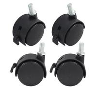 Murtenze 4Pcs 1.5 Inch Nylon Swivel Stem Caster Wheels, M8 Theread Furniture Caster Wheels with Brake, 360 Degree Rotation Table Casters Replacement Wheels for Furniture, Cart, Chair, Cabinet