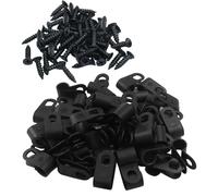 Murtenze 50 Pack 1/4 Inch R-Type Cable Clip, Nylon Wire Clamp Screw Mounting Cord Fastener Clips with 50 Pack Screws for Wire Management (Black)