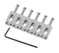 Murtenze 6 Pcs Guitar Tremolo Bridge Saddles, Chrome Bridge Saddle Replacement with Wrench for Fender Strat Stratocaster Tele Telecaster Electric Guitar