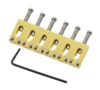 Murtenze 6 Pcs Guitar Tremolo Bridge Saddles, Gold Bridge Saddle Replacement with Wrench for Fender Strat Stratocaster Tele Telecaster Electric Guitar