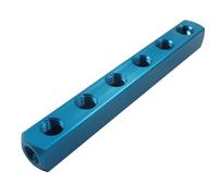 Murtenze 6 Way 9 Port Air Compressor Manifold, 1/4" NPT Aluminum Air Hose Inline Manifold Block Splitter Pneumatic for Pneumatic Systems