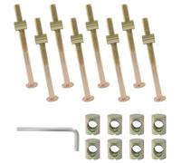 Murtenze 8-Pack M8 X 100mm Bunk Bed Bolts Coloured Zinc, Hex Drive Socket Furniture Barrel Screws with Nuts for Furniture Crib Baby Bed (with 1 x Wrench)
