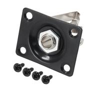 Murtenze Rectangular Metal 1/4 Output Jack Plate Input Jack Socket, Black Electric Bass Guitars Plug Guitar Input Jack Plate Electric Guitar Parts Replacement with Screws