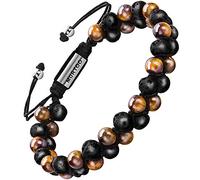 murtoo Bead Chakra Bracelets for Men and Women, Double-layered Healing Yoga Crystals Beaded Bracelet, Natural Stone Mens Bracelet for Meditation, Relax Anxiety, 9", Stainless Steel