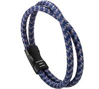 murtoo boys s Bracelet Leather Braided, Brown And Black Leather Bracelet For blue-silver