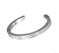 murtoo Bracelets for Men Stainless Steel Bracelet 3D Engraving Sea Wave Viking Bracelet Stylish Durable Open Cuff Mens Bracelets (7 inch, Silver)