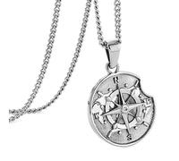 murtoo Compass Necklace for Men and Women, Gold Silver Vintage Stainless Steel Chains Necklace with Compass Pendant Unique Gifts for Men, 22 Inch, Stainless Steel, No Gemstone