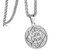 murtoo Compass Necklace for Men Women, Stainless Steel Necklace with Compass Coin Pendant, Gold Silver Mens Necklace Gift Ideal, 20", Stainless Steel, No Gemstone