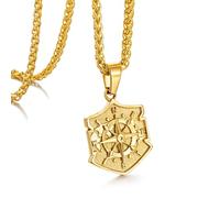 murtoo Compass Necklace for Men Women, Stainless Steel Necklace with Compass Coin Pendant, Gold Silver Mens Necklace Gift Ideal, 20", Stainless Steel, No Gemstone
