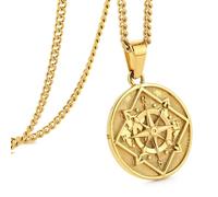 Murtoo Gold Coin Necklace, Mens Pendant - 24"+2" Stainless Steel, Gifts for Men/Women