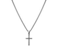 murtoo Silver Cross Necklace for Women Stainless Steel Cross Necklace Silver 3D Engraving Religious Necklace Gifts for Boys Girls Antique Silver (S) 20''