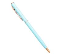 MURVE 100Pcs/Lot New Slim Metal Ballpoint Pens Rose Gold Silver Advertising School Office Supplies Free Customized Logo(Style 2-Light blue,Black)