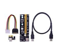 MURVE 100PCS VER006S PCI-E 1X to 16X Riser Card Extender 60CM USB 3.0 Cable/SATA to 4Pin Power Cord for Video Graphics Card(0.6M)