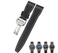 MURVE 20mm 21mm 22mm Calfskin Leather WatchBands For IWC Mark LE PETIT PRINCE IW327004 IW377714 Big PILOT Accessories Folding Buckle(Black A,21mm gold buckle)