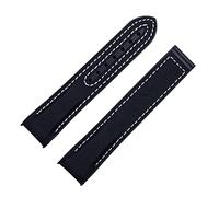MURVE 20mm 22mm Nylon Rubber Watchband For Omega Strap SEAMASTER PLANET OCEAN Deployant Clasp Watch Band Accessories Bracelet Chain(Black White,Without Buckle)