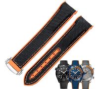 MURVE 20mm 22mm Watch Bracelet For Omega 300 SEAMASTER 600 PLANET OCEAN Folding Buckle Silicone Nylon Strap Watch Accessories Watch Band(Black orange Silver,22mm)
