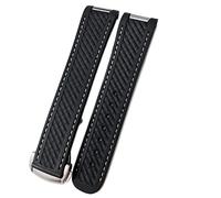 MURVE 20mm Rubber Silicone Watch Band For Omega Strap Seamaster 300 AT150 Aqua Terra Ultra Light 8900 Steel Buckle Watchband Bracelets(Black-White Line,20mm Rose Gold)