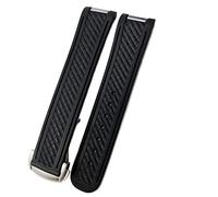 MURVE 20mm Rubber Silicone Watch Band For Omega Strap Seamaster 300 AT150 Aqua Terra Ultra Light 8900 Steel Buckle Watchband Bracelets(Black,20mm Silver Buckle)
