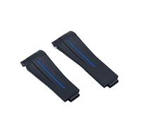 MURVE 20mm Rubber Watch Band Black Adjustable Fold Buckle Watch Band For Rolex Strap For Submariner GMT OYSTERFLEX Daytona Bracelet(Blk Blue Line,Middle Gold Buckle)