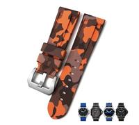 MURVE 22mm 24mm 26mm Rubber Watch Band，For SUBMERSIBLE Colorful Waterproof Sport Camo Strap(Camo orange silver,26mm)
