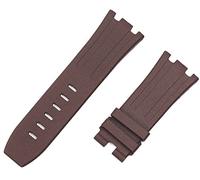 MURVE 28mm nature fluorine rubber silicone Watchband Watch Band For AP strap for Audemars And Piguet belt15703 15710 15706(Brown strap,28mm black buckle)