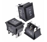 MURVE 3Pcs 3 Position Rocker Toggle Switch DPDT 6 Pin AC 125V/10A 250V/16A ON-Off-ON with LED Light KCD2-203N(Black)