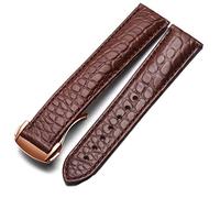 MURVE Crocodile Leather Watch Strap Men And Women Style For Omega Seahorse Deville 18mm 19mm 20mm Original Watch Band(Brown-rosegold,19mm)