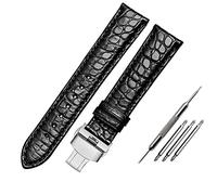 MURVE Double sided crocodile skin leather band for any brand Wrist watch straps 18mm 19mm 20mm 21mm 22mm for men bracelet(Black,26mm)