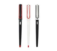 MURVE Fashion Fountain Pens 18cm Long with Red Big Clip, EF/F Extra Fine Nib Ink Pens for Writing in Black/Silver/White 3Pcs/Set(3Pcs white,Hooded Nib)