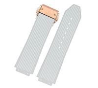 MURVE For Hublot BIG BANG Black Blue white Silicone Rubber Strap With men Butterfly Buckle Watchband Accessories 26 * 19mm(White rose gold)