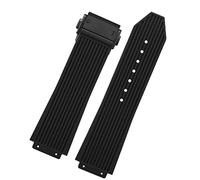 MURVE For Hublot BIG BANG Black Blue white Silicone Rubber Strap With men Butterfly Buckle Watchband Accessories 26 * 19mm(Black black)