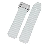 MURVE For Hublot BIG BANG Black Blue white Silicone Rubber Strap With men Butterfly Buckle Watchband Accessories 26 * 19mm(White silver)