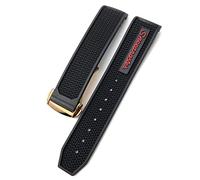 MURVE For Omega Speedmaster Watch Strap Stainless Steel Deployment Buckle 20mm 21mm 22mm Rubber Silicone Watchband(Black red rose,22mm)