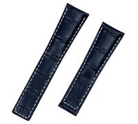 MURVE Genuine Leather Bracelet Cowhide Watch Band 20mm 22m For Tag Strap For Heuer CARRERA Monaco AQUARACER Watchband Folding Buckle(Dark blue,20mm Black Buckle)