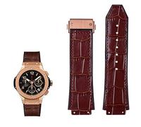 MURVE Genuine Leather Watch Band For Hublot Big Bang Series Cowhide Strap Men Wristband With Tools Accessories Black Brown 26 * 19mm(Brown-rose gold)