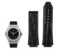 MURVE Genuine Leather Watch Band For Hublot Big Bang Series Cowhide Strap Men Wristband With Tools Accessories Black Brown 26 * 19mm(Black- NO bucke)