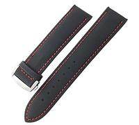 MURVE Nylon Canvas Watchband 19mm 20mm 21mm 22mm Fit for Longines Watch Strap(Black red,20MM)
