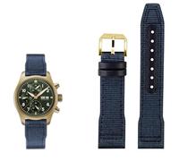 MURVE Nylon Leather Watchband 20mm 21mm 22mm Fit for IWC Le Petit Prince Big Pilot IW3777 Black Sport Canvas Watch Strap(Blue gold pin,21mm)